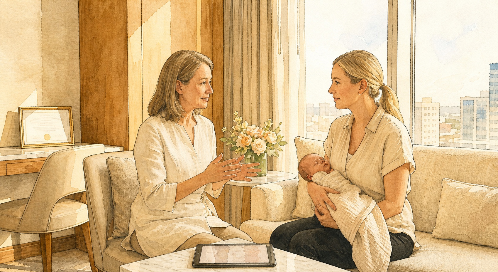 A specialist providing private 1-on-1 newborn care education